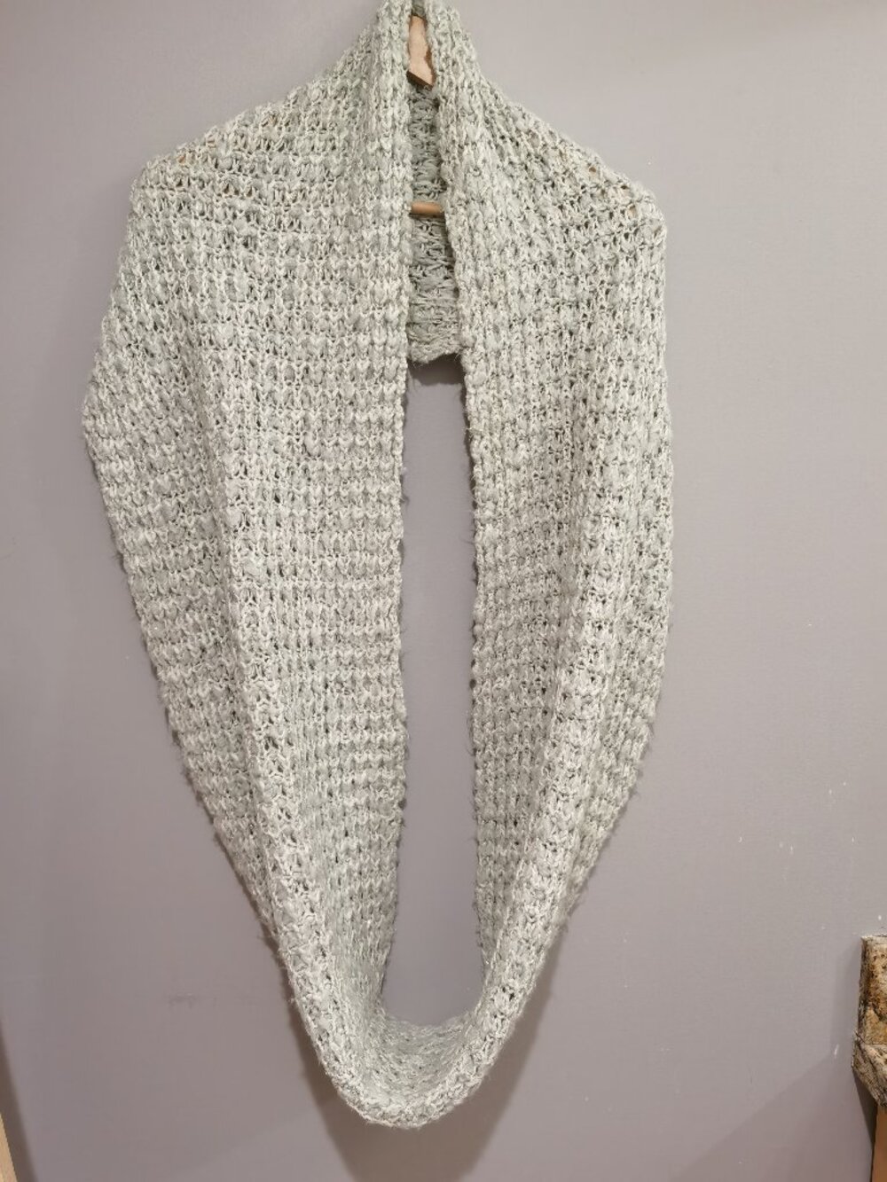 Garage Chunky Knit Infinity Cowl Scarf Light Grey with Gold Lurex Thread